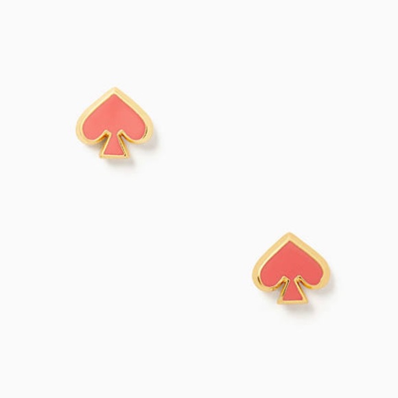 KATE SPADE Earrings Enamel Spade Stud Pierced Earrings Panach Pink NWT - Picture 5 of 12